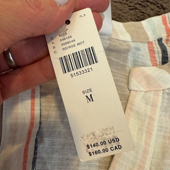 Anthropologie Amadi Striped 100% Cotton Romper Short Sleeve Belted M NEW $140 - Picture 5 of 13